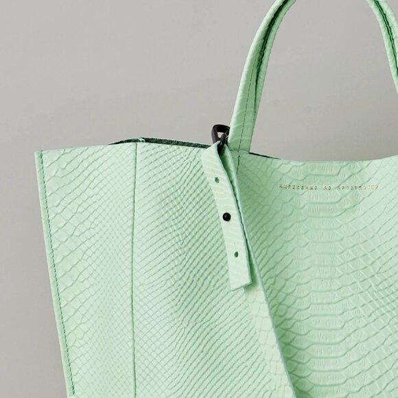 NWT Mint Python Embossed Leather Half Tote Work Bag Ampersand As Apostrophe - Picture 2 of 12